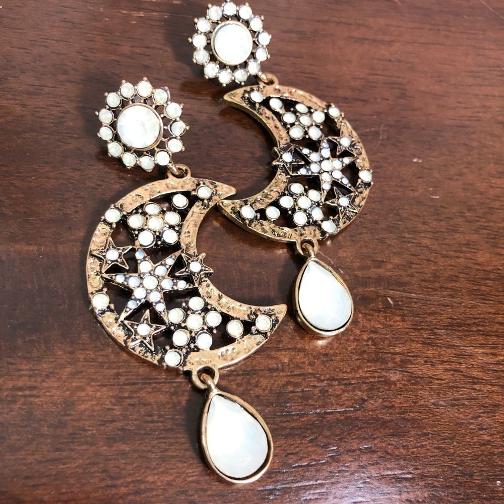 Opal Moon Earrings